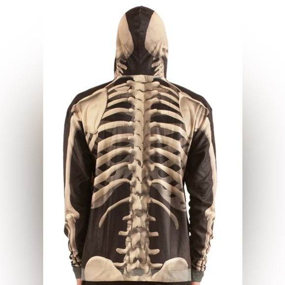 Skeleton hoodie from Dolls Kill realistic graphics front/back/both sides of hood - Picture 5 of 12
